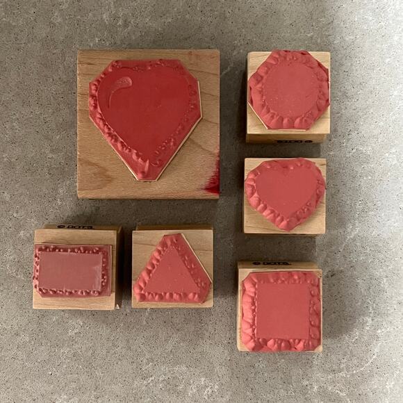 Vtg D.O.T.S. Lot of 6 Black Silhouette Shapes Wood Mounted Rubber Stamps - Picture 2 of 3